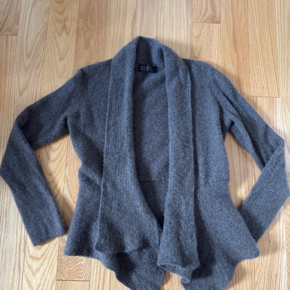 100% Cashmere Brown Open Front Sweater